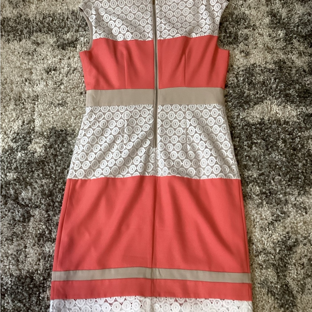 Cleo Coral and White Midi Dress - Picture 3 of 4